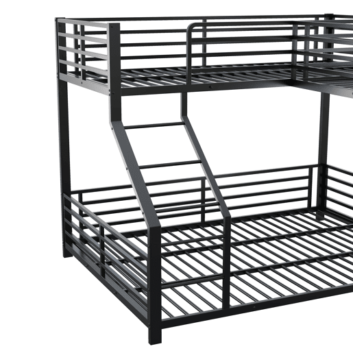 Beliche triplo 90 x 200 cm + 140 x 200 cm - estrutura metálica, secretária, tomada dupla USB e Type-C, com certificação EN747, sem colchão - Preto