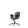 Cadeira de escritório 73 x 59 x 87 cm - ergonómica em pele com rodas, apoios de braços em carvalho, altura ajustável e rotação de 360° - Preto