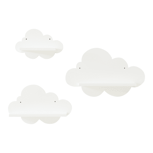 Conjunto de 3 prateleiras de parede Skanderborg em forma de nuvem Branco en.casa Conjunto de 3 prateleiras de parede Skanderborg em forma de nuvem Branco en.casa