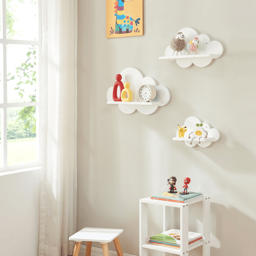 Conjunto de 3 prateleiras de parede Skanderborg em forma de nuvem Branco en.casa Conjunto de 3 prateleiras de parede Skanderborg em forma de nuvem Branco en.casa