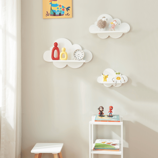 Conjunto de 3 prateleiras de parede Skanderborg em forma de nuvem Branco en.casa Conjunto de 3 prateleiras de parede Skanderborg em forma de nuvem Branco en.casa