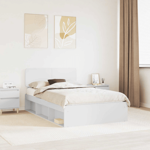 Estrutura da Cama de casal simple com cabeceira Branco 120 x 190 cm