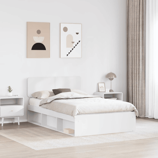 Estrutura da Cama de casal simple com cabeceira Branco 120 x 190 cm