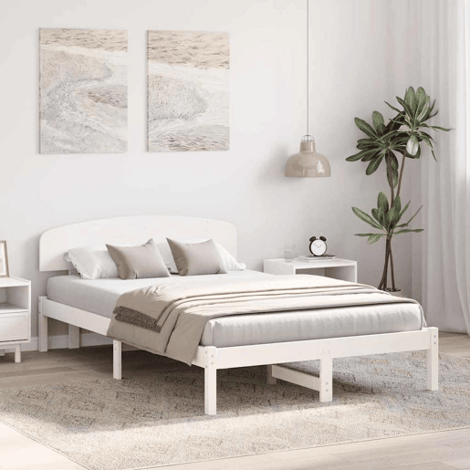 Estrutura da Cama de casal simple com cabeceira Branco 120 x 190 cm