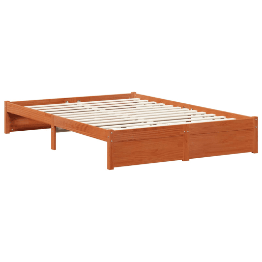 Estrutura da Cama de casal simple 3 pcs Marrom Cera Madeira de Pinho Sólido Estrutura da Cama de casal simple 3 pcs Marrom Cera Madeira de Pinho Sólido