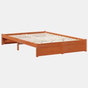 Estrutura da Cama de casal simple 3 pcs Marrom Cera Madeira de Pinho Sólido