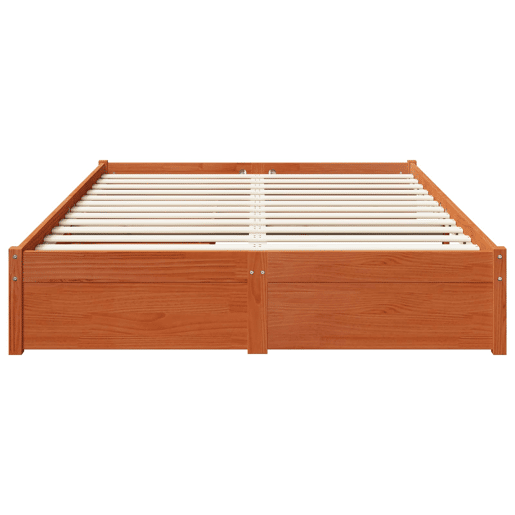 Estrutura da Cama de casal simple 3 pcs Marrom Cera Madeira de Pinho Sólido Estrutura da Cama de casal simple 3 pcs Marrom Cera Madeira de Pinho Sólido