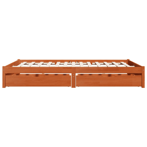 Estrutura da Cama de casal simple 3 pcs Marrom Cera Madeira de Pinho Sólido Estrutura da Cama de casal simple 3 pcs Marrom Cera Madeira de Pinho Sólido