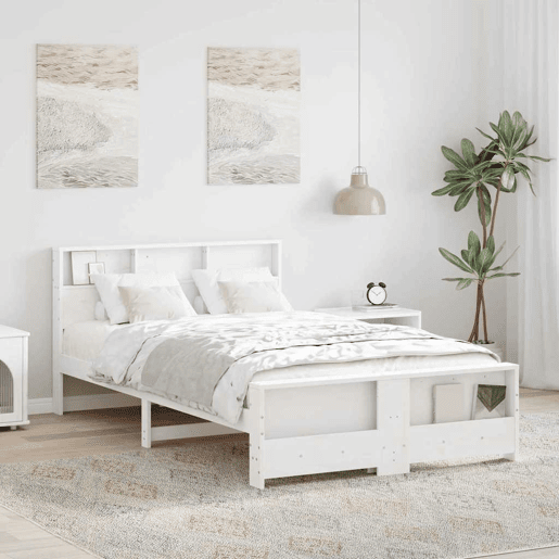 Estrutura De Cama De Casal Simple - Branco 120 x 190 cm Madeira processada