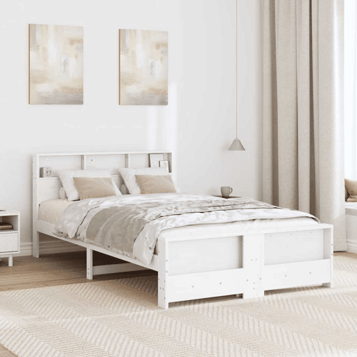 Estrutura De Cama De Casal Simple - Branco 120 x 190 cm Madeira processada