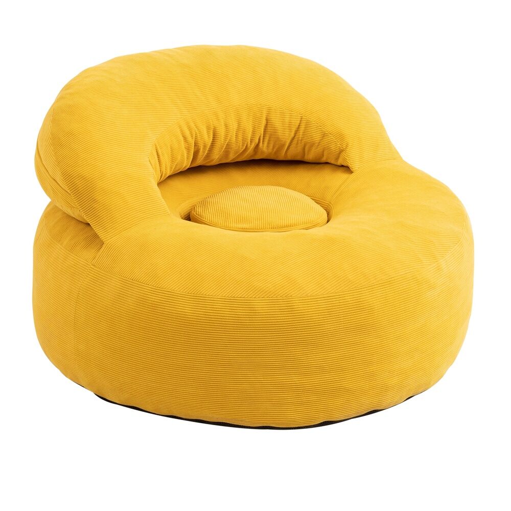 Sobuy poltrona relax con reposapiés fst100-y | amarillo | 110x125x65 cm | terciopelo a coste (corduroy)