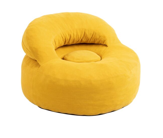 Sobuy poltrona relax con reposapiés fst100-y | amarillo | 110x125x65 cm | terciopelo a coste (corduroy)