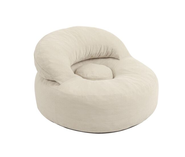 Sobuy poltrona relax con pouf fst100-mi | crema blanco | 110×125×65 cm | terciopelo a costuras (corduroy)
