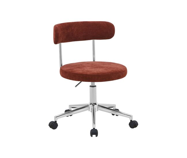Silla de oficina vintage de tela con ruedas , angela, rojo, 53x51x71 cm
