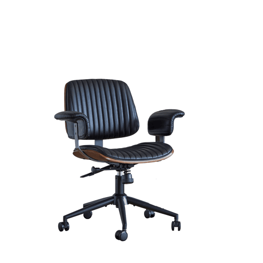 Cadeira de escritório 73 × 59 × 87 cm - ergonómica em pele com rodas, apoios de braços em carvalho, altura ajustável e rotação de 360° - Preta Cadeira de escritório 73 × 59 × 87 cm - ergonómica em pele com rodas, apoios de braços em carvalho, altura ajustável e rotação de 360° - Preta