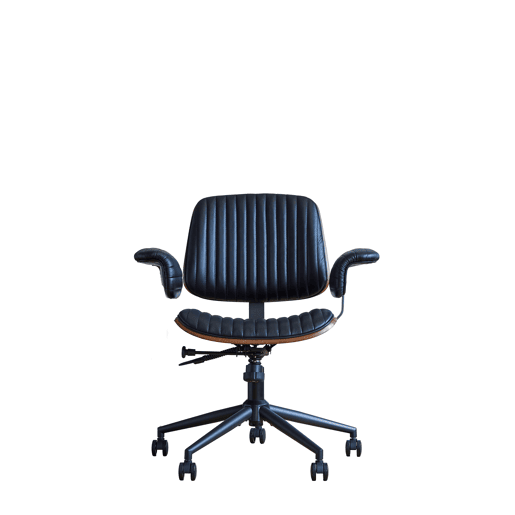 Cadeira de escritório 73 × 59 × 87 cm - ergonómica em pele com rodas, apoios de braços em carvalho, altura ajustável e rotação de 360° - Preta Cadeira de escritório 73 × 59 × 87 cm - ergonómica em pele com rodas, apoios de braços em carvalho, altura ajustável e rotação de 360° - Preta