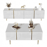 Conjunto de móvel de TV e mesa de centro - design moderno de alto brilho - Branco