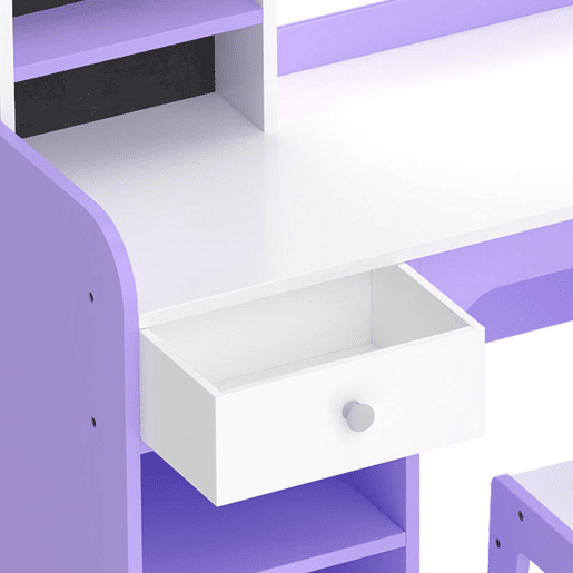 AIYAPLAY Penteadeira Infantil para Menina com Espelho LED de 2 Cores, Banco, Suportes para Joias, Gaveta e Compartimentos, Roxo, 3-8 Anos AIYAPLAY Penteadeira Infantil para Menina com Espelho LED de 2 Cores, Banco, Suportes para Joias, Gaveta e Compartimentos, Roxo, 3-8 Anos