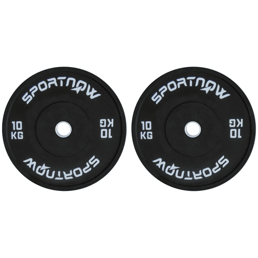 SPORTNOW Conjunto de 2 Anilhas Olímpicas 10 kg, Ø50 mm, em Borracha, para Barras e Halteres, Preto SPORTNOW Conjunto de 2 Anilhas Olímpicas 10 kg, Ø50 mm, em Borracha, para Barras e Halteres, Preto