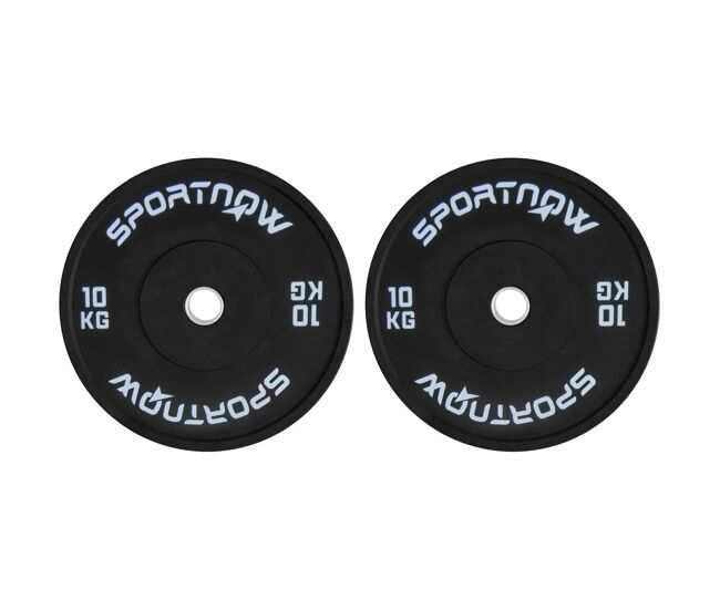 Sportnow discos pesas olímpicos 2x10 kg, agujero ø50 mm, de goma, 2 placas de pesas para barras y mancuernas, para entrenamientos en casa y gimnasio,