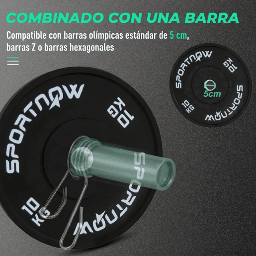 SPORTNOW Conjunto de 2 Anilhas Olímpicas 10 kg, Ø50 mm, em Borracha, para Barras e Halteres, Preto SPORTNOW Conjunto de 2 Anilhas Olímpicas 10 kg, Ø50 mm, em Borracha, para Barras e Halteres, Preto
