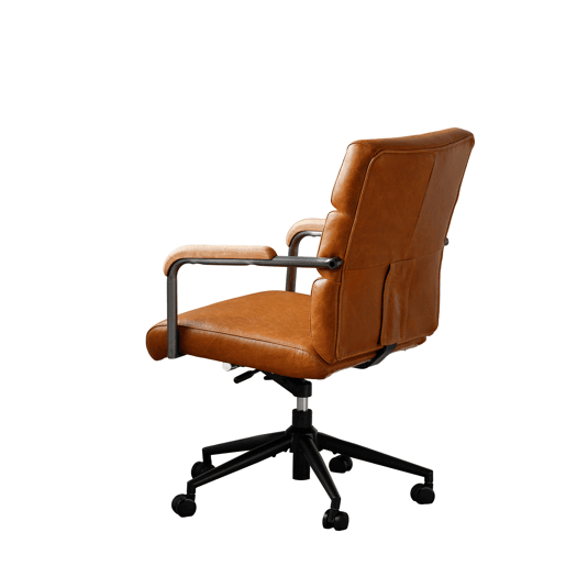 Cadeira de escritório - ergonómica, em pele, com rodas, apoios de braços em carvalho, altura ajustável e giratória - Castanha Cadeira de escritório - ergonómica, em pele, com rodas, apoios de braços em carvalho, altura ajustável e giratória - Castanha