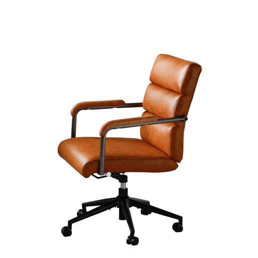 Cadeira de escritório - ergonómica, em pele, com rodas, apoios de braços em carvalho, altura ajustável e giratória - Castanha Cadeira de escritório - ergonómica, em pele, com rodas, apoios de braços em carvalho, altura ajustável e giratória - Castanha