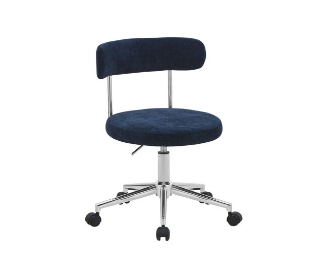 Silla de oficina vintage de tela con ruedas , angela, azul, 53x51x71 cm