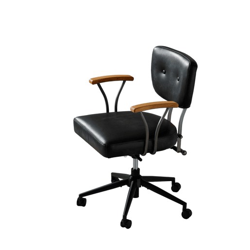 Cadeira de escritório ergonómica em pele - com rodas, apoios de braços em carvalho, altura ajustável e rotação de 360° - Preto Cadeira de escritório ergonómica em pele - com rodas, apoios de braços em carvalho, altura ajustável e rotação de 360° - Preto