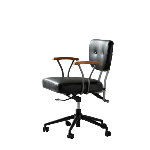 Cadeira de escritório ergonómica em pele - com rodas, apoios de braços em carvalho, altura ajustável e rotação de 360° - Preto Cadeira de escritório ergonómica em pele - com rodas, apoios de braços em carvalho, altura ajustável e rotação de 360° - Preto