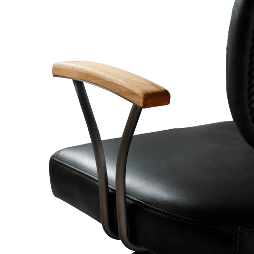 Cadeira de escritório ergonómica em pele - com rodas, apoios de braços em carvalho, altura ajustável e rotação de 360° - Preto Cadeira de escritório ergonómica em pele - com rodas, apoios de braços em carvalho, altura ajustável e rotação de 360° - Preto