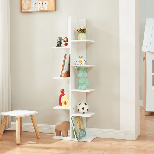 Estante de pé Rødekro 9 prateleiras escalonadas 122x40x20cm Branco en.casa