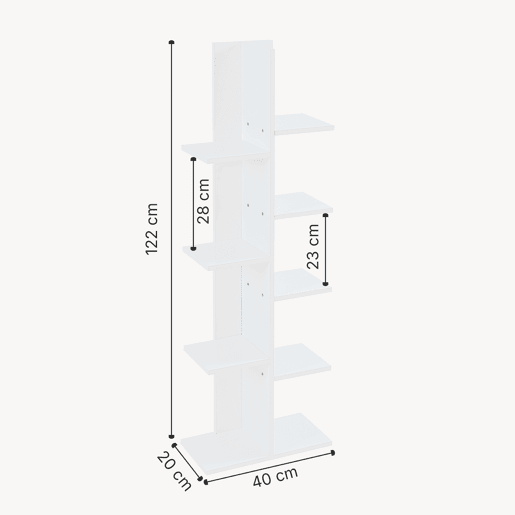 Estante de pé Rødekro 9 prateleiras escalonadas 122x40x20cm Branco en.casa