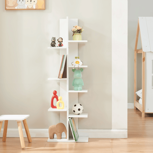 Estante de pé Rødekro 9 prateleiras escalonadas 122x40x20cm Branco en.casa