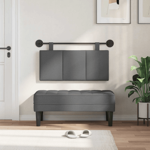 Cabeceira de cama suspensa Cinza Escuro Tecido Cabeceira de cama suspensa Cinza Escuro Tecido