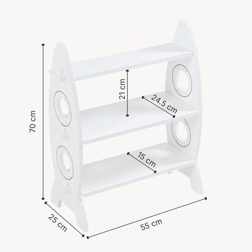 Estante infantil Tårnby orma de foguetão 70x55x25 cm - Branco en.casa