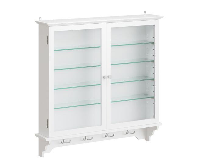 Sobuy armario colgante vitrina con perchas fsb114-e-w | blanco | 68.0x13.5x68.5 cm | tablero de partículas lacado