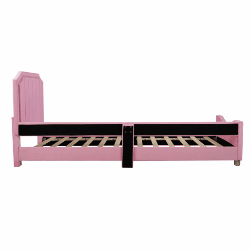 Cama infantil estofada 90 × 200 cm u2013 sofá-cama de flanela com encosto e braços u2013 Rosa Cama infantil estofada 90 × 200 cm u2013 sofá-cama de flanela com encosto e braços u2013 Rosa