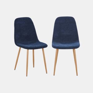 Cadeira de madeira e tecido, set de 2 , Vera, Azul, 54.5x44.5x87.5 cm