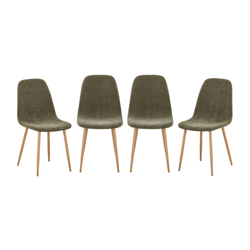 Cadeira de madeira e tecido, set de 4, Vera, Verde caqui, 54.5x44.5x87.5 cm