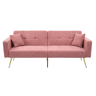 Sofá de 2 lugares 175 x 64 x 72 cm - encosto ajustável, pés dourados, almofadas e bolsos laterais - Rosa