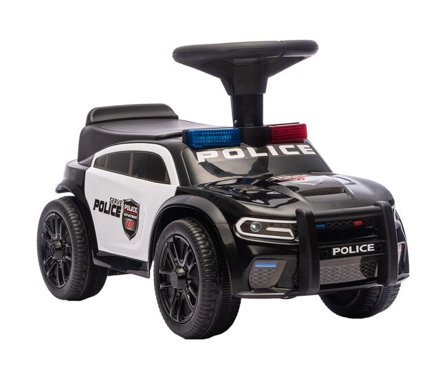 Aiyaplay coche correpasillos de policía para niños de 18-36 meses, correpasillos con luz, música y espacio de almacenaje, 65x29,5x36 cm, negro