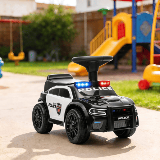 AIYAPLAY Carro Andador de Polícia para Crianças 18-36 Meses com Luz, Música e Arrumação, 65x29,5x36 cm, Preto AIYAPLAY Carro Andador de Polícia para Crianças 18-36 Meses com Luz, Música e Arrumação, 65x29,5x36 cm, Preto