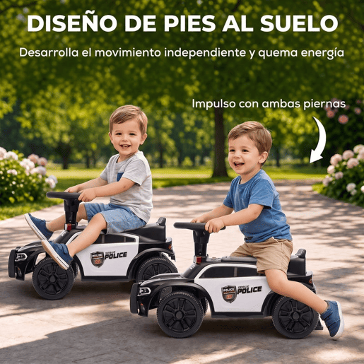 AIYAPLAY Carro Andador de Polícia para Crianças 18-36 Meses com Luz, Música e Arrumação, 65x29,5x36 cm, Preto AIYAPLAY Carro Andador de Polícia para Crianças 18-36 Meses com Luz, Música e Arrumação, 65x29,5x36 cm, Preto
