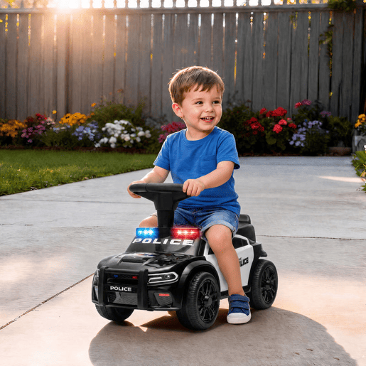 AIYAPLAY Carro Andador de Polícia para Crianças 18-36 Meses com Luz, Música e Arrumação, 65x29,5x36 cm, Preto AIYAPLAY Carro Andador de Polícia para Crianças 18-36 Meses com Luz, Música e Arrumação, 65x29,5x36 cm, Preto