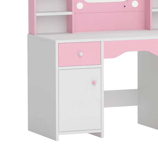 AIYAPLAY Penteadeira Infantil com Espelho LED 2 Cores, Banco, 2 Armários e Gaveta, Rosa AIYAPLAY Penteadeira Infantil com Espelho LED 2 Cores, Banco, 2 Armários e Gaveta, Rosa