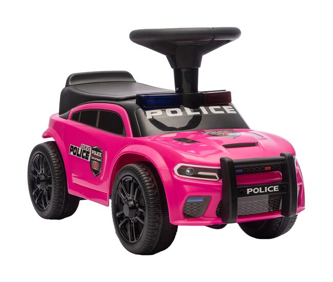 Aiyaplay coche correpasillos de policía para niños de 18-36 meses, correpasillos con luz, música y espacio de almacenaje, 65x29,5x36 cm, rosa