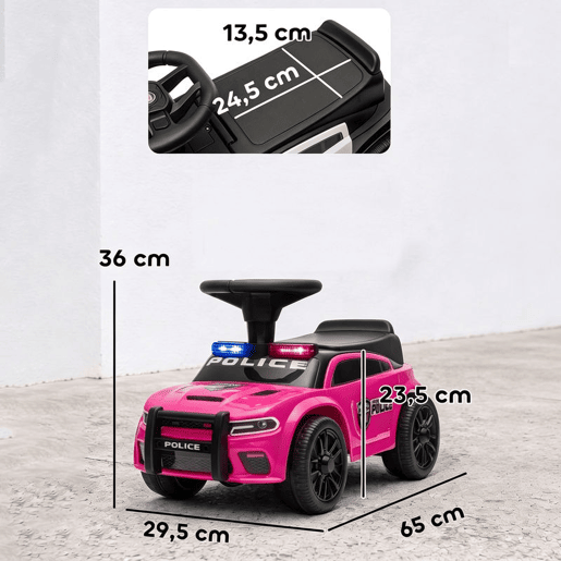 AIYAPLAY Carro Andador de Polícia para Crianças 18-36 Meses, com Luz, Música e Arrumação, 65x29,5x36 cm, Rosa AIYAPLAY Carro Andador de Polícia para Crianças 18-36 Meses, com Luz, Música e Arrumação, 65x29,5x36 cm, Rosa