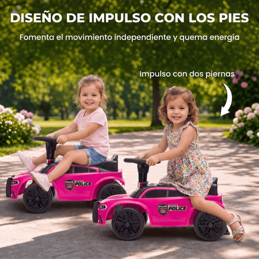 AIYAPLAY Carro Andador de Polícia para Crianças 18-36 Meses, com Luz, Música e Arrumação, 65x29,5x36 cm, Rosa AIYAPLAY Carro Andador de Polícia para Crianças 18-36 Meses, com Luz, Música e Arrumação, 65x29,5x36 cm, Rosa