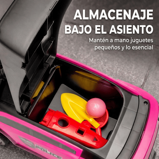 AIYAPLAY Carro Andador de Polícia para Crianças 18-36 Meses, com Luz, Música e Arrumação, 65x29,5x36 cm, Rosa AIYAPLAY Carro Andador de Polícia para Crianças 18-36 Meses, com Luz, Música e Arrumação, 65x29,5x36 cm, Rosa